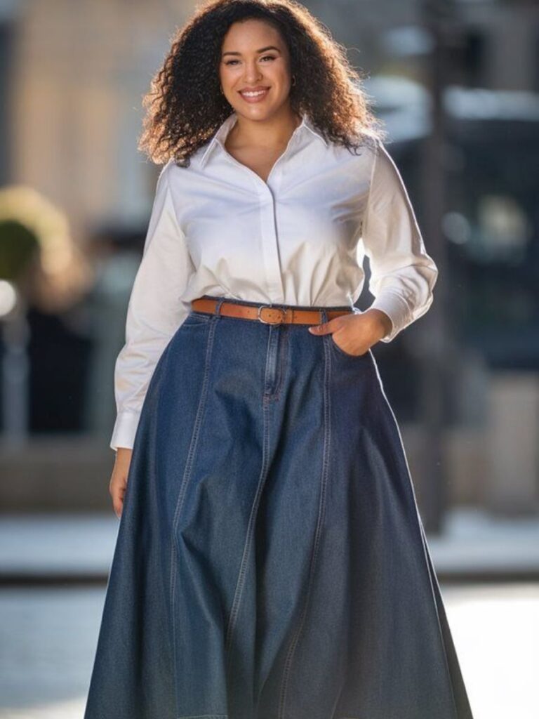 chubby how to wear long skirts for plus size