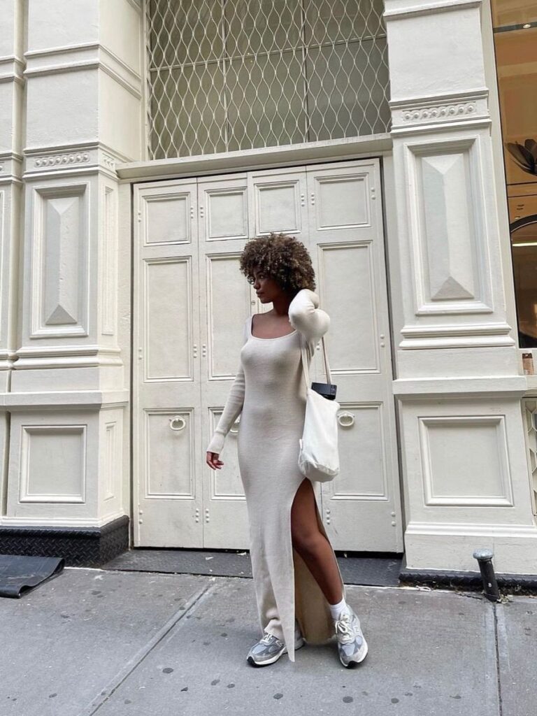 dress and sneakers outfit ideas