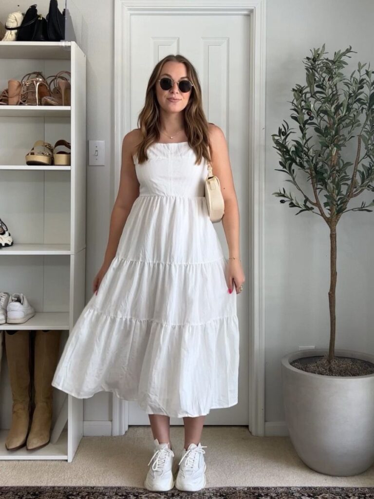 dress and sneakers outfit ideas